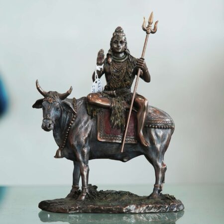 Handcrafted Bronze Shiv with Nandi Statue | Meditative Lord Shiva on Sacred Bull 🕉️🐂