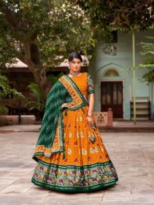 KyvoCrafts_Lehnga_Choli_Mustard_Green