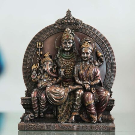 Handcrafted Bronze Shiv Parivar Statue | Lord Shiva, Parvati & Ganesha Idol 🕉️👪
