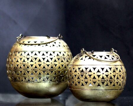Handcrafted Decorative Bronze Bowls – Set of 2 | Floral Motif Home Décor