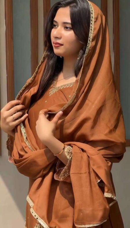 Women’s Georgette Sequence Moti Work Straight Kurti Set with Salwar & Dupatta
