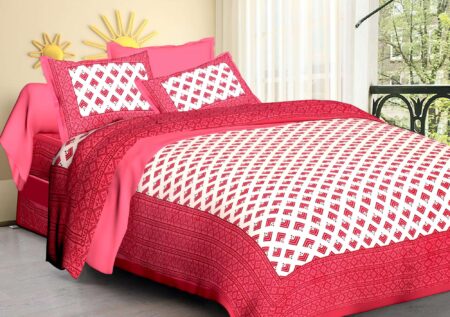 Jaipuri Cotton Printed Double Bedsheet With Two Pillow Covers