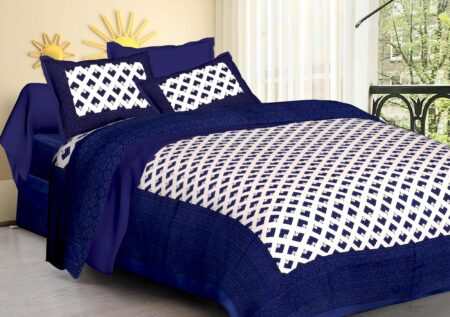 Jaipuri Cotton Printed Double Bedsheet With Two Pillow Covers